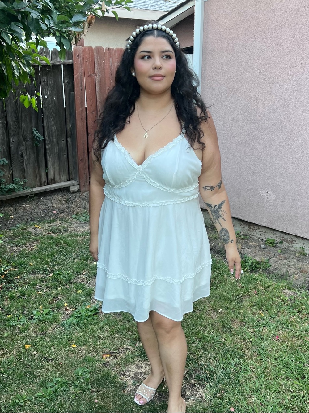 H&M White Lace Ruffle Mini Dress | Women’s XXL